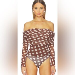 AFRM Chocolate Halo Dot Bodysuit NWT Sz S